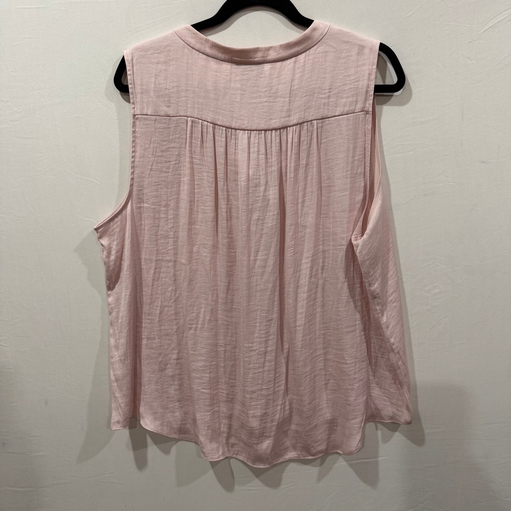 Vince Camuto Womens Pink V Neck Sleeveless Pleated Sheath Blouse Top XL - Picture 2 of 5